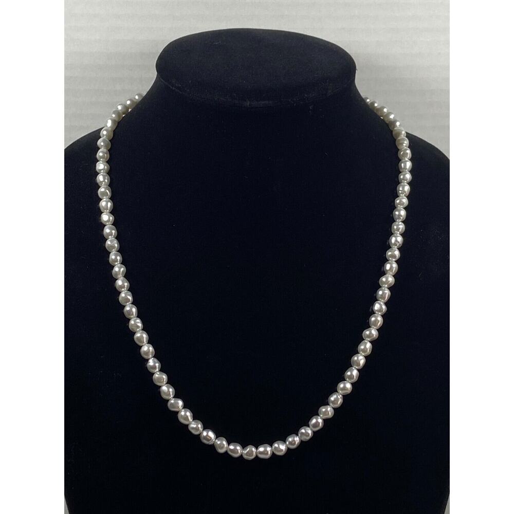 Gray Faux Baroque Pearl Necklace 22 in Classy Stylish Elegant